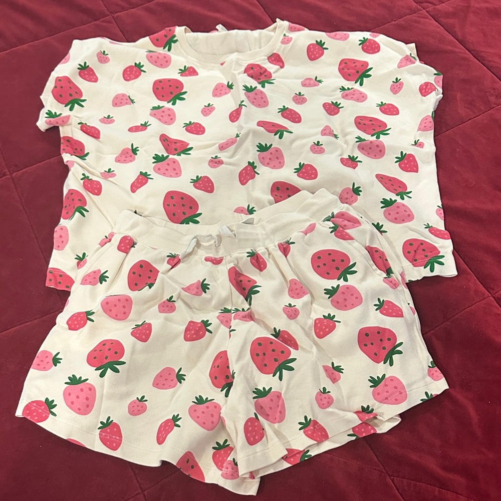 Strawberry Print women’s Pajamas - Pink and White